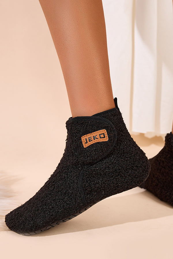 Fashionable Velcro Home Non-slip Plush Warm Snow Boots