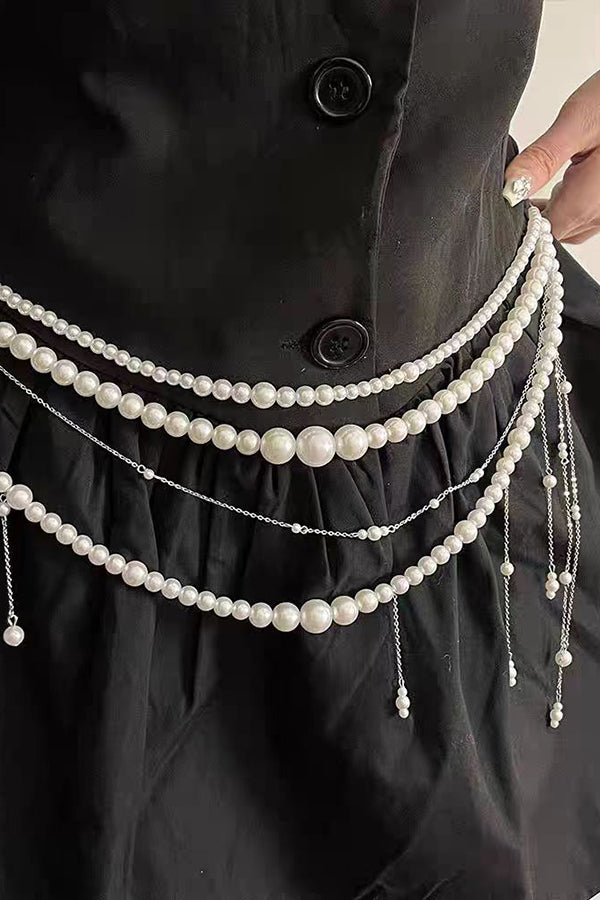 Exquisite Multi-layer Pearl Beaded Tassel Waist Necklace