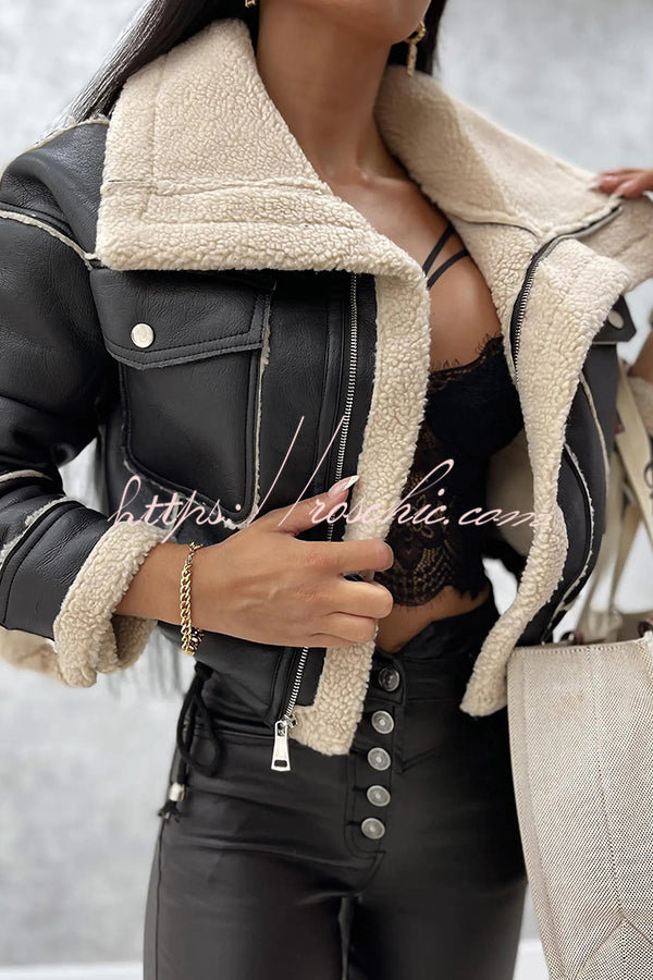 Stylish Lambswool Short Zipped Biker Jacket