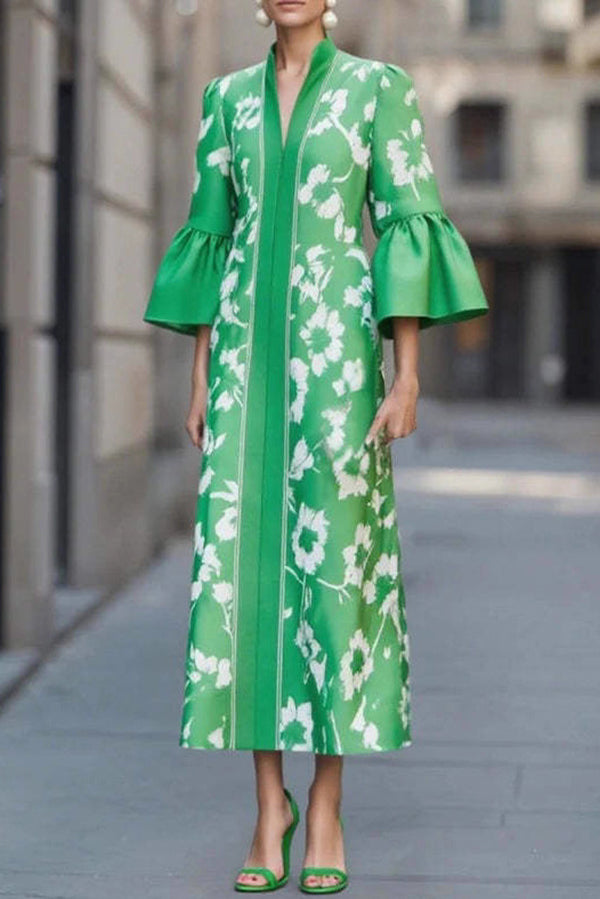Unique Print Loose V-Neck Casual Holiday Maxi Dress Unique Print Loose V-Neck Casual Holiday Maxi Dress