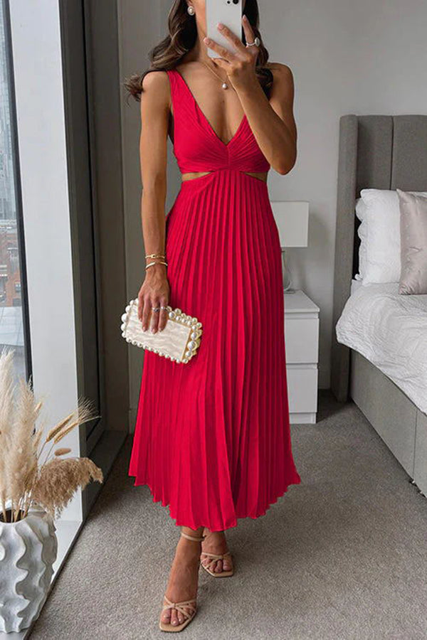 Clothing Loose Fitting Midi Summer Dresses Summer Social Stain Pleated Cutout Waist Loose Midi Dress Roschic Clothing Loose Fitting Midi Summer Dresses Summer Social Stain Pleated Cutout Waist Loose Midi Dress Roschic