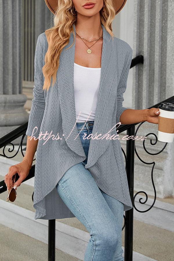 Long Sleeve Solid Color Ruffle Loose Cardigan