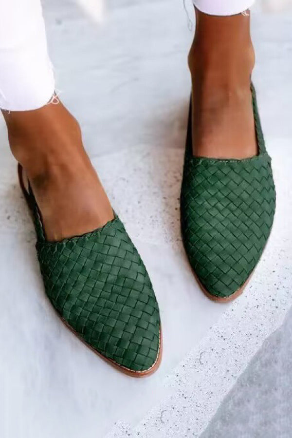 Casual Pointed Toe Woven Flat Sandals