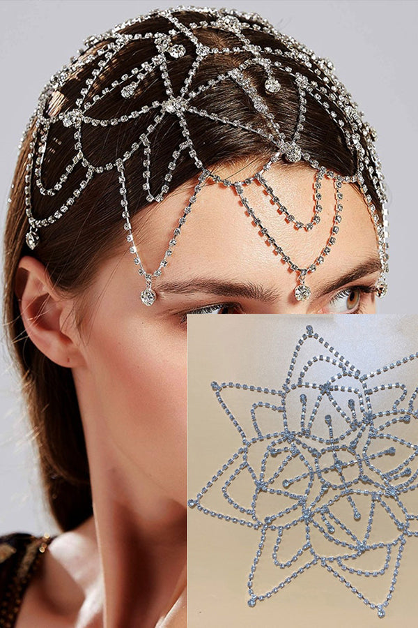 Rhinestone Tassel Mesh Headband