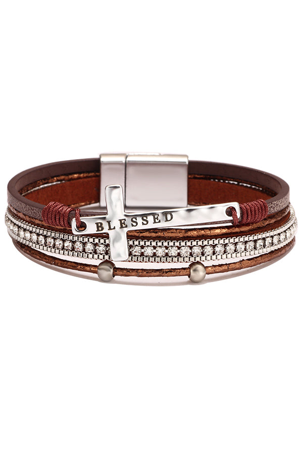 Bohemian Cross Diamond Magnetic Clasp Bracelet
