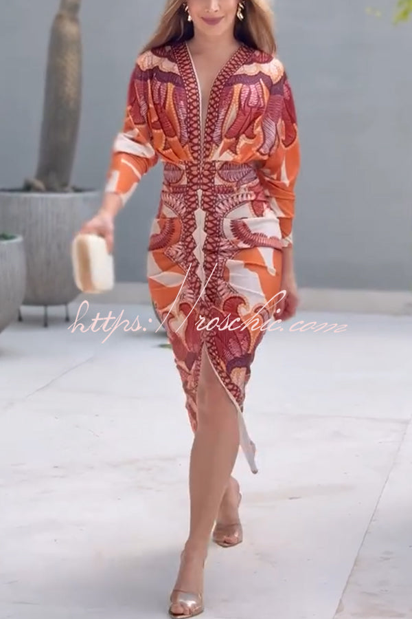 curve long dresses LONG SLEEVE CURVED NECKLINE FULL DRESS | CULT MIA main image 1