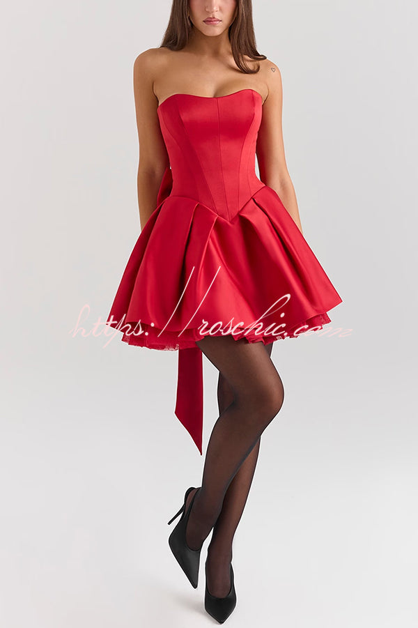 Stylish Sleeveless Off-shoulder Elegant Large Bow Mini Dress