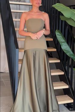 Solid Color Strapless Sleeveless Slim Fit Maxi Dress roschic Solid Color Strapless Sleeveless Slim Fit Maxi Dress roschic