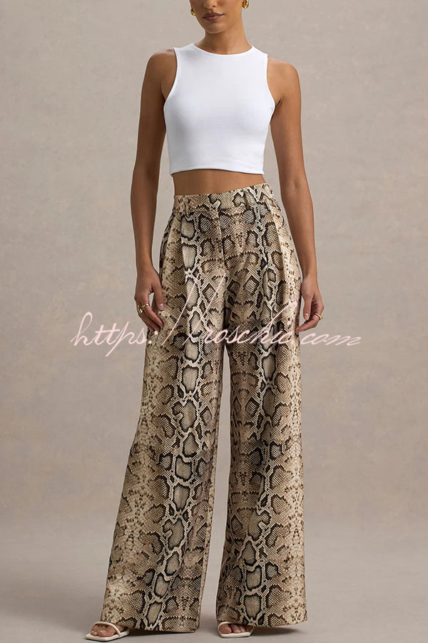 Hurley Ombre Snake Print Elastic Waist Pocketed Wide Leg Pants