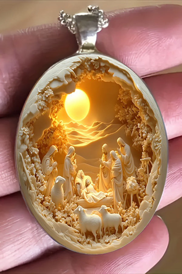 Sacred Religious Scene Glass Necklace