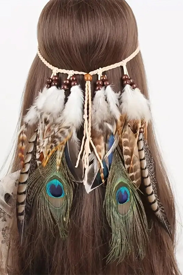 Bohemian Peacock Feather Headband