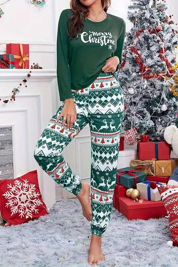 Christmas Is Calling Printed Elastic Waist Lounge Jogger Pajama Set