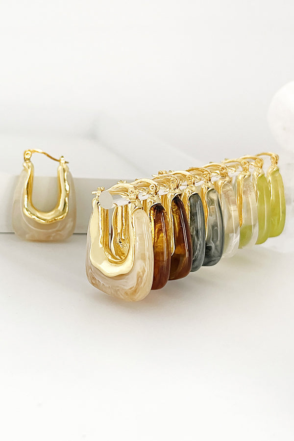 Fashionable Geometric U-shaped Colorful Jelly Earrings
