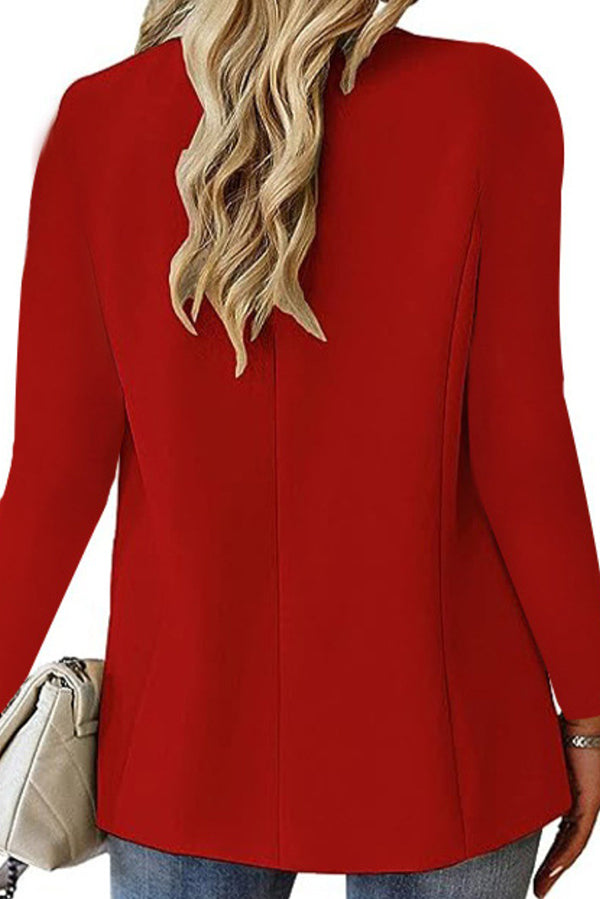 Solid Color Long-sleeved Lapel Loose-fitting Single-button Blazer