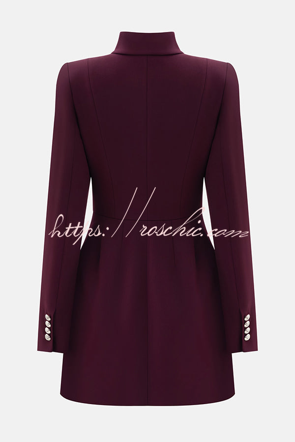 Elegant Long-sleeved Hollowed-out Button-down Slim-fit Mini Dress