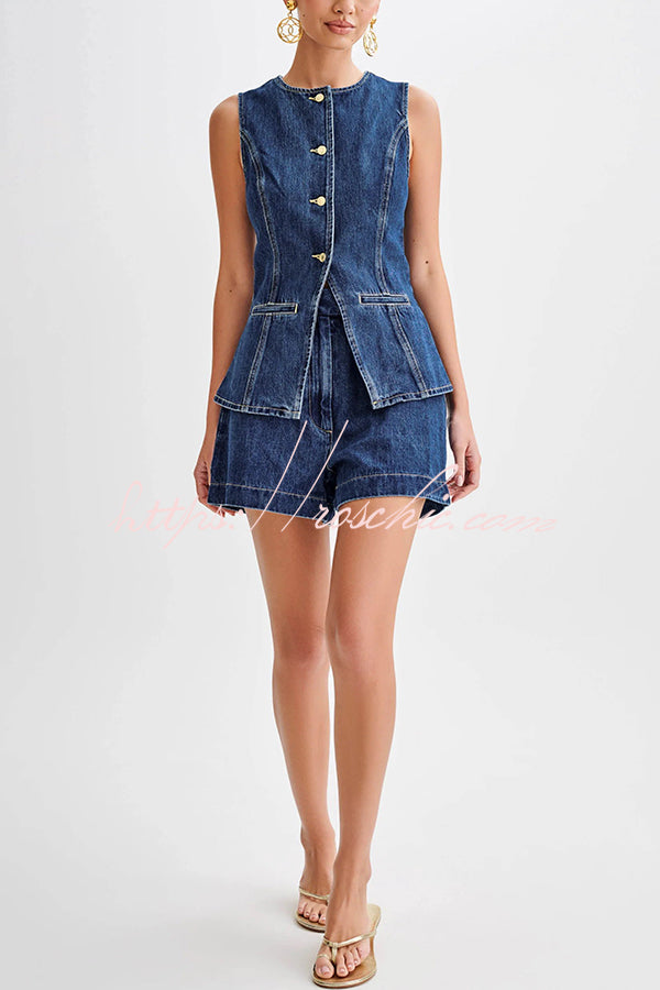 Abel Denim High Waist Relaxed Fit Shorts