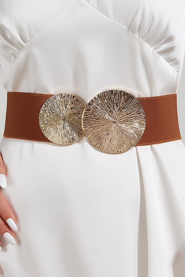 Fashionable Elastic Double Circle Decorative Wide Belt