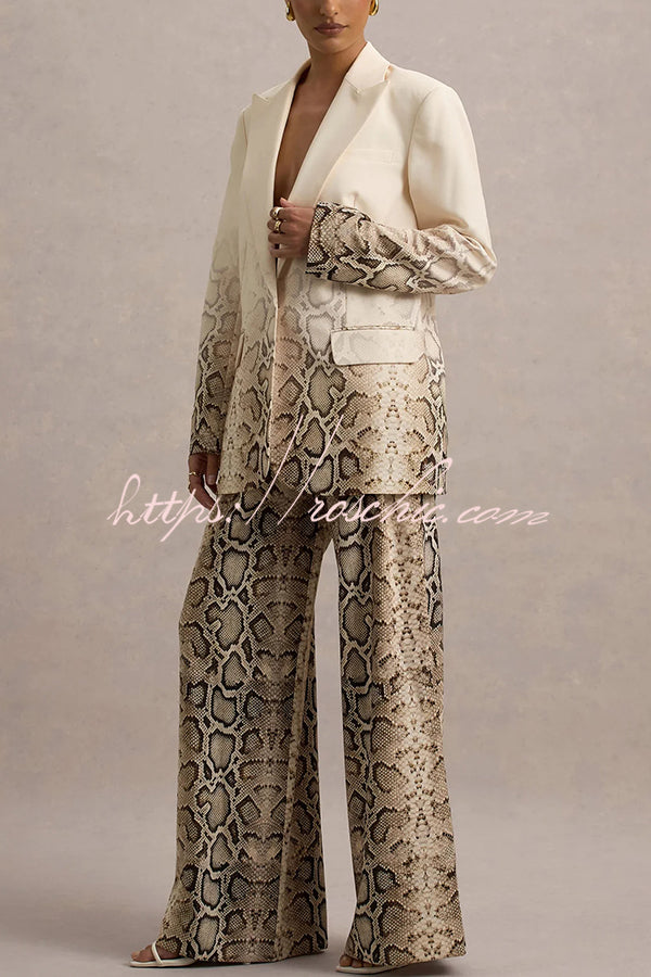 Hurley Ombre Snake Print Elastic Waist Pocketed Wide Leg Pants