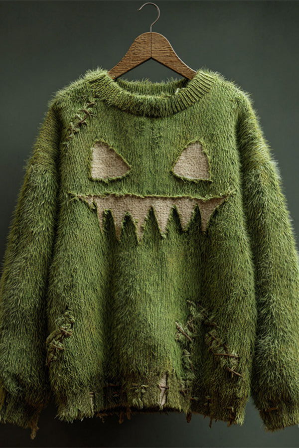 Halloween Print Loose Round Neck Long Sleeve Casual Sweatshirt