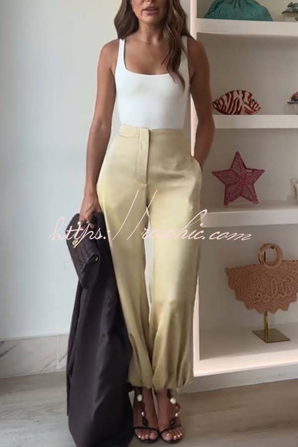 City Phantom Satin High Rise Pocket Aladdin Bloomers Pants