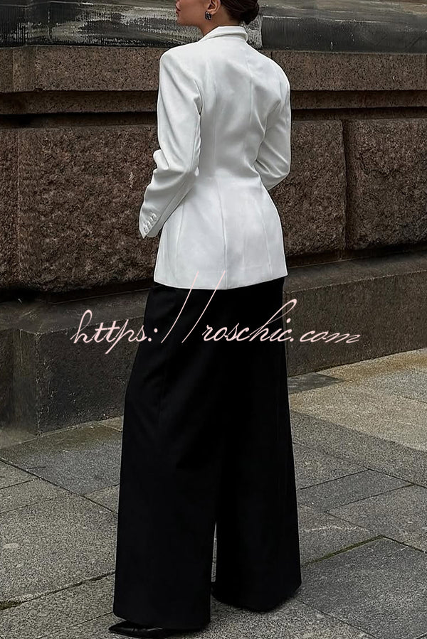 Solid Color Lapel Long Sleeve Casual Button Blazer