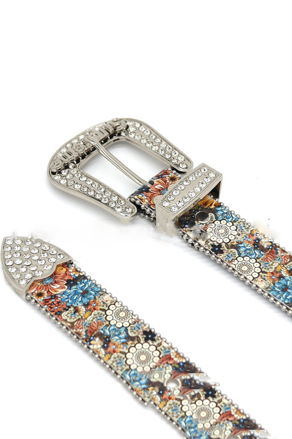 Fashionable Printed Rhinestone Letter-decorated Simple Belt