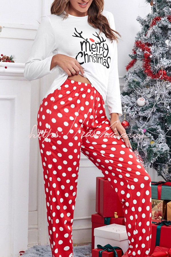 Christmas Is Calling Printed Elastic Waist Lounge Jogger Pajama Set