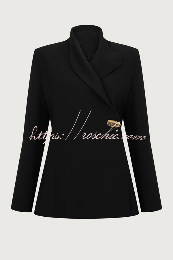 Exquisite and Fashionable Stand Lapel Neck Metal Button Long Sleeve Blazer