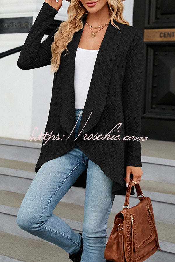 Long Sleeve Solid Color Ruffle Loose Cardigan