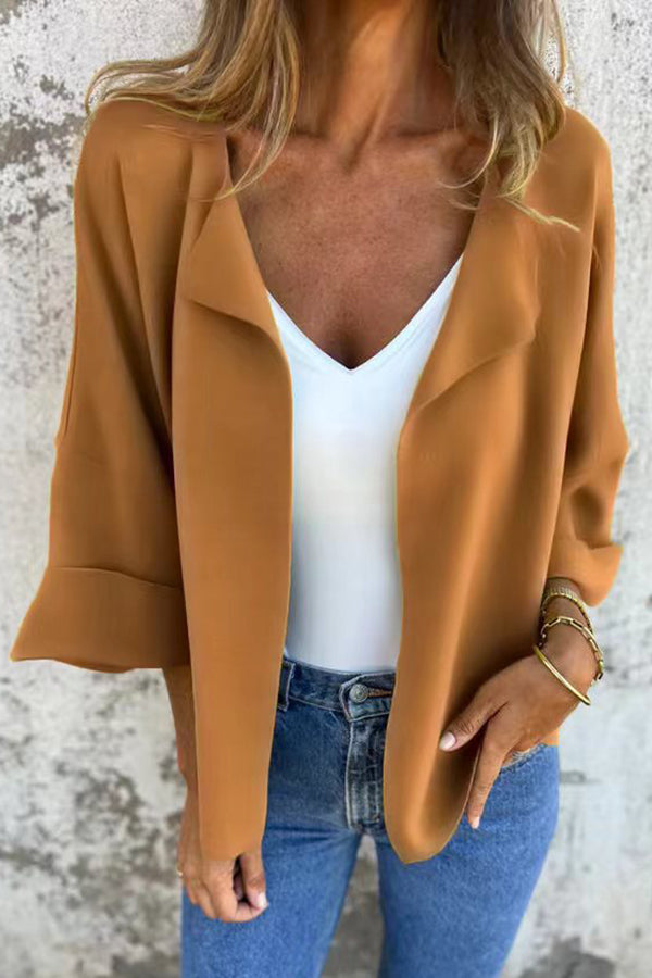 Solid Color Casual Lapel Faux Suede Cardigan Jacket