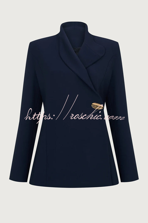 Exquisite and Fashionable Stand Lapel Neck Metal Button Long Sleeve Blazer