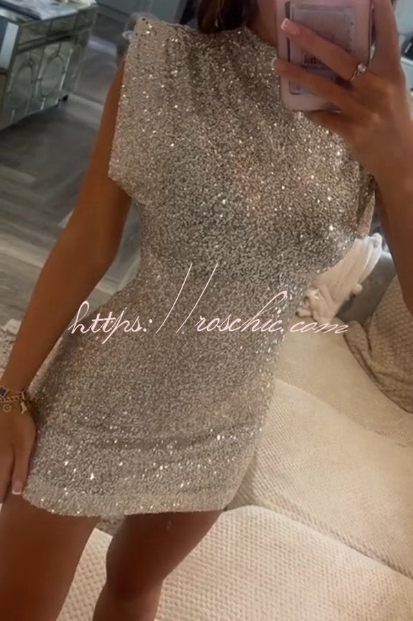 Adorable Sexy Vibes Sequin Wide Sleeve Mini Dress