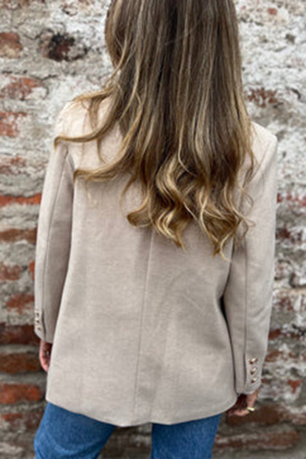 Solid Color Lapel Long Sleeve Loose Casual Blazer