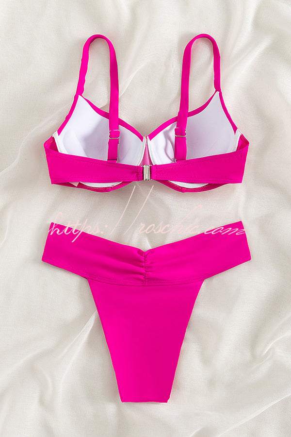 Ordinary Solid Color Patchwork Bikini