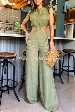 Hidden Zipper Loose High Rise Wide Leg Jumpsuit