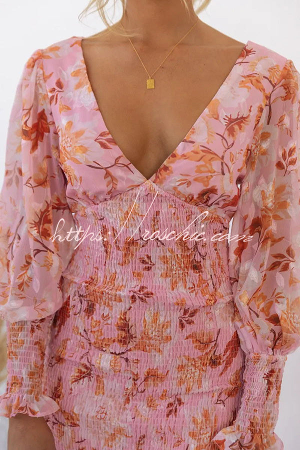 floral smocked waist midi dress Garden Gathering Floral Smocked Waist Midi Dress – roschic
