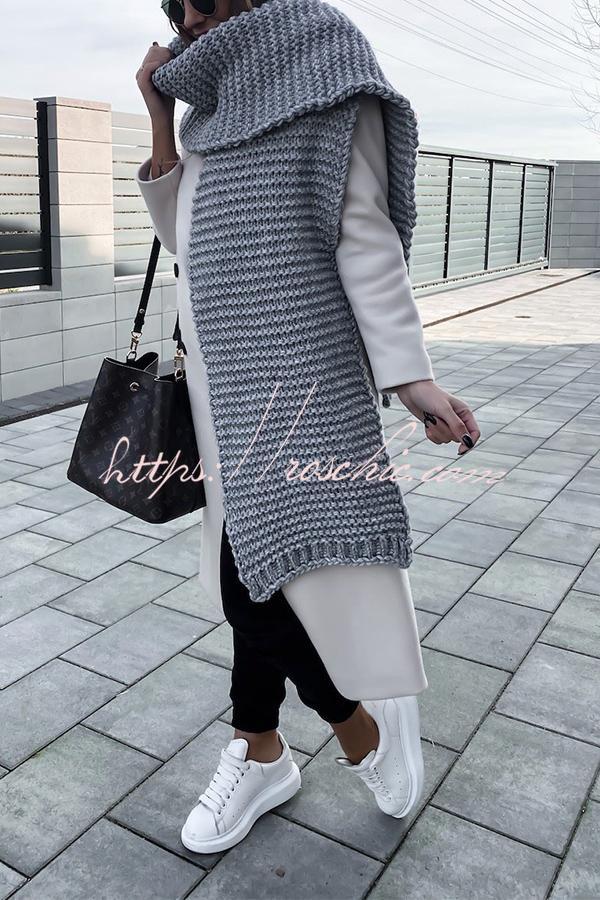 Winter handmade thick wool knitted scarf