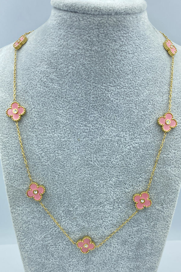 A Fresh and Elegant Lucky Four-leaf Clover Diamond Necklace