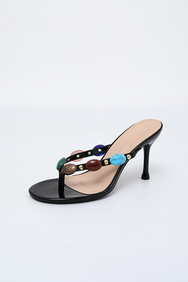Fashionable Beaded Stiletto Sexy Sandals