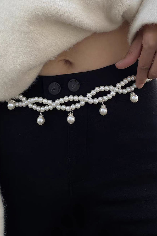 Exquisite Multi-layer Pearl Beaded Tassel Waist Necklace