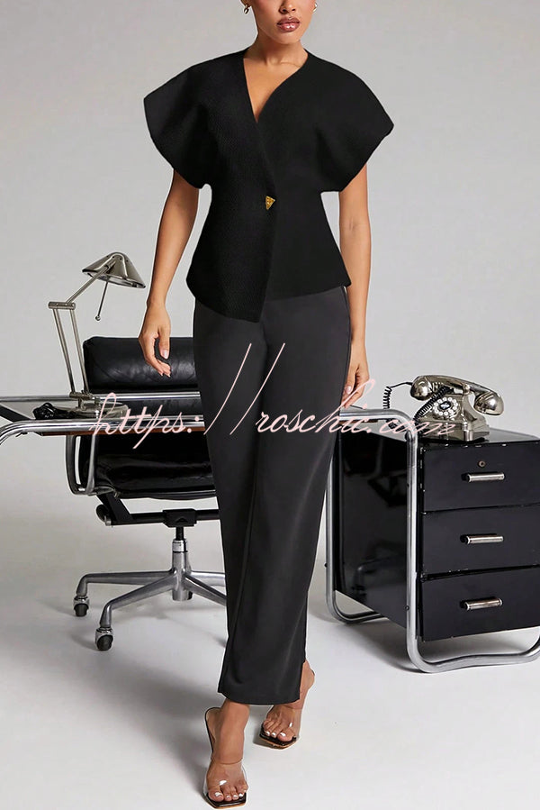 Fashion Button V-neck Asymmetrical Suit Vest