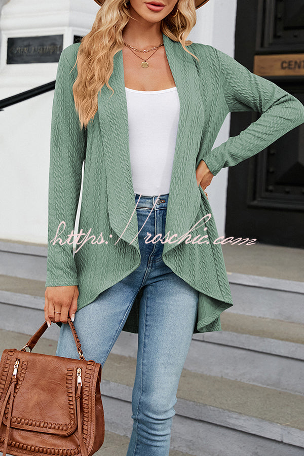 Long Sleeve Solid Color Ruffle Loose Cardigan