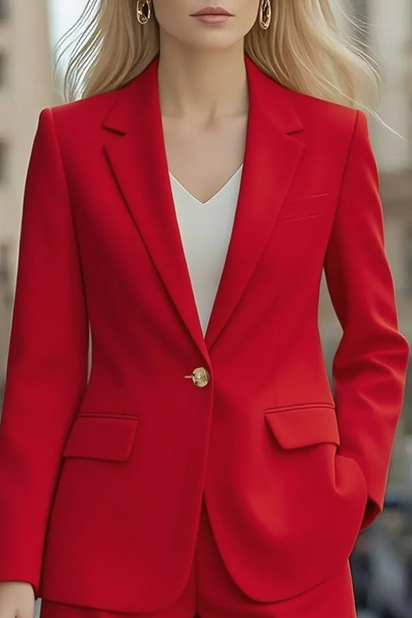 Solid Color Long-sleeved Lapel Loose-fitting Single-button Blazer