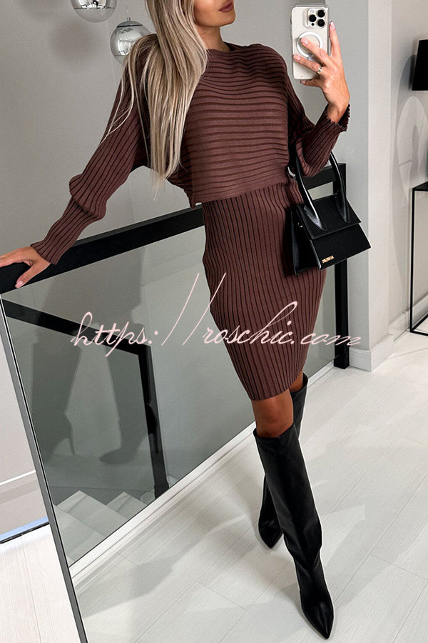 Striped Long Sleeved Top and Strappy Mini Dress Set