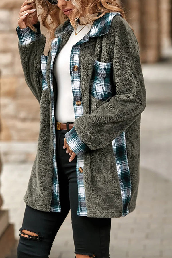 Stylish Single-breasted Lapel Mid-length Plush Coat