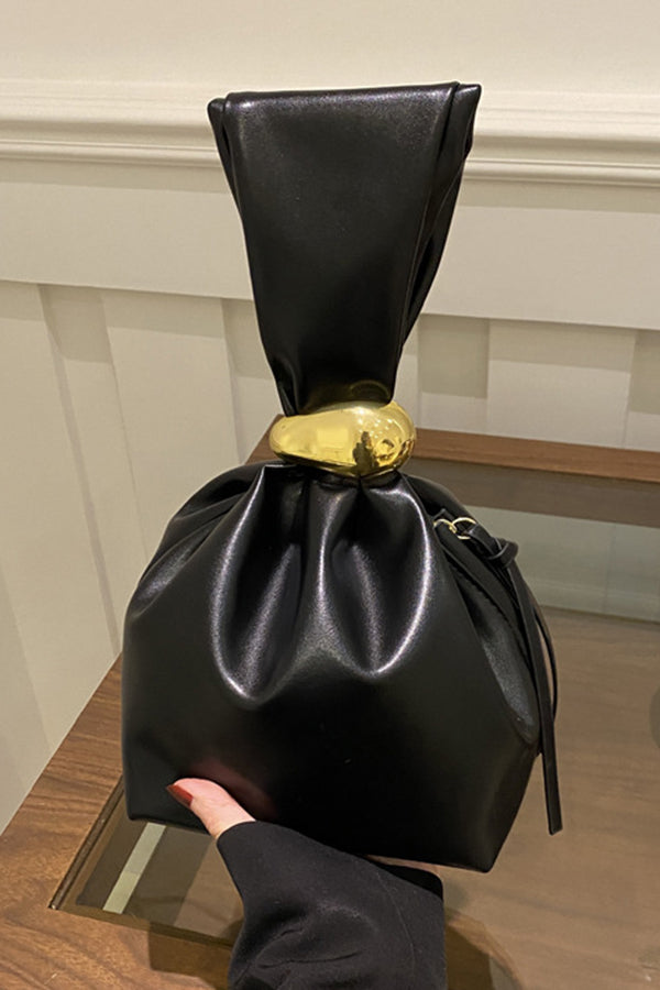 Retro Pleated Simple Bucket Bag