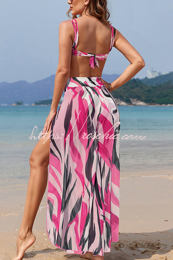 Unique Printed Loose High Waist Split Beach Pants