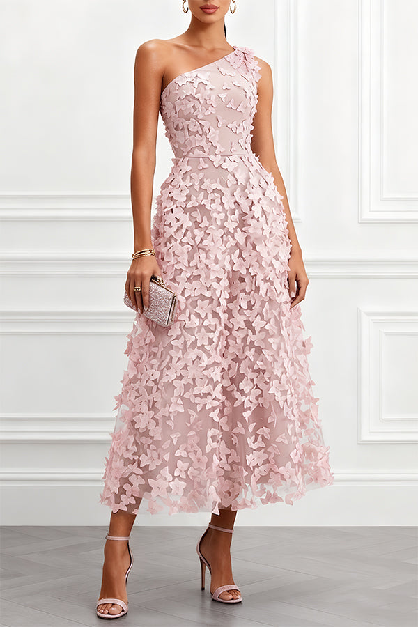 one shoulder butterfly dress ASOS Design - Asymmetric One Shoulder Maxi Dress - Women - Polyester/Spandex - 14 US