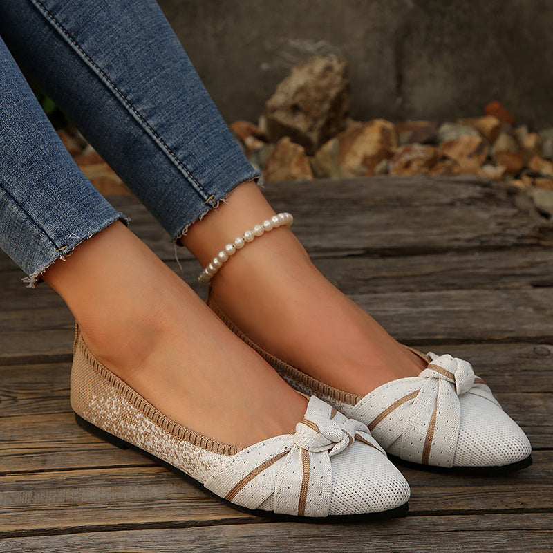 Fashionable Bow Colorblock Casual Flats