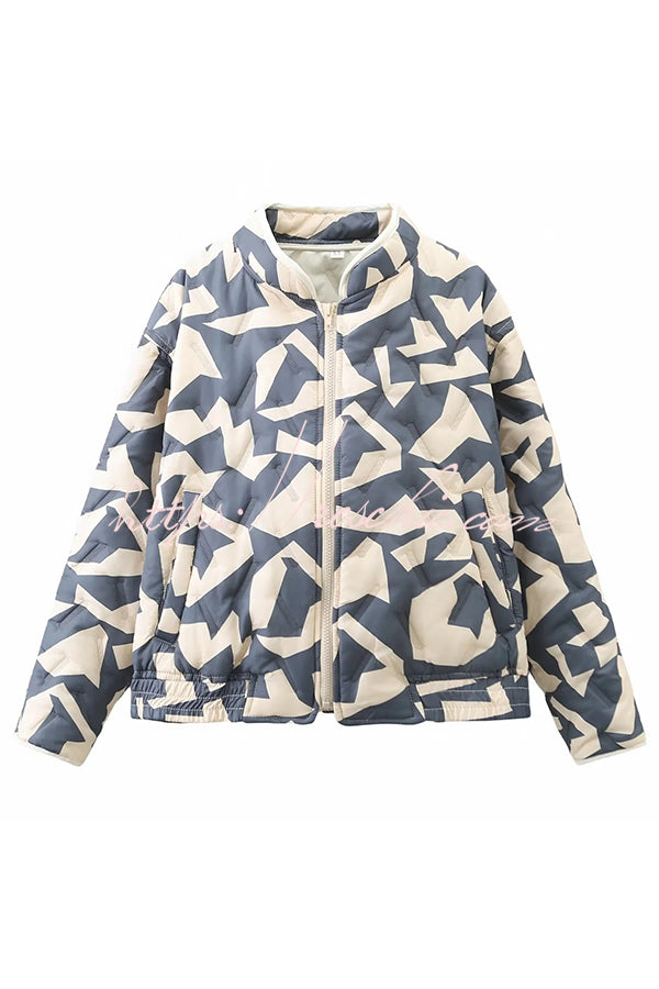 Chrissa Unique Printed Casual Long Sleeve Pocket Cotton Jacket